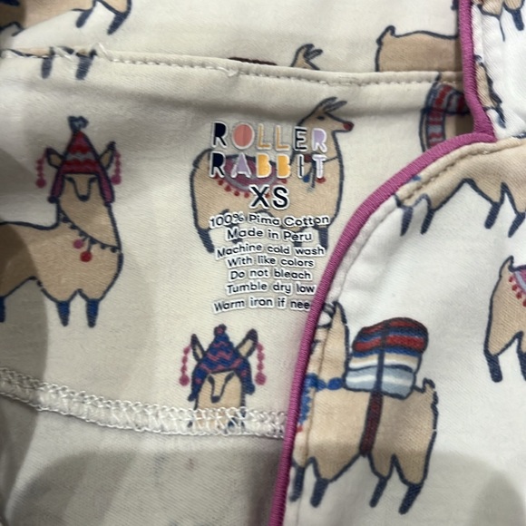 Roberta Roller Rabbit White and Purple Pajama Set with Ruffled Details - Picture 3 of 5